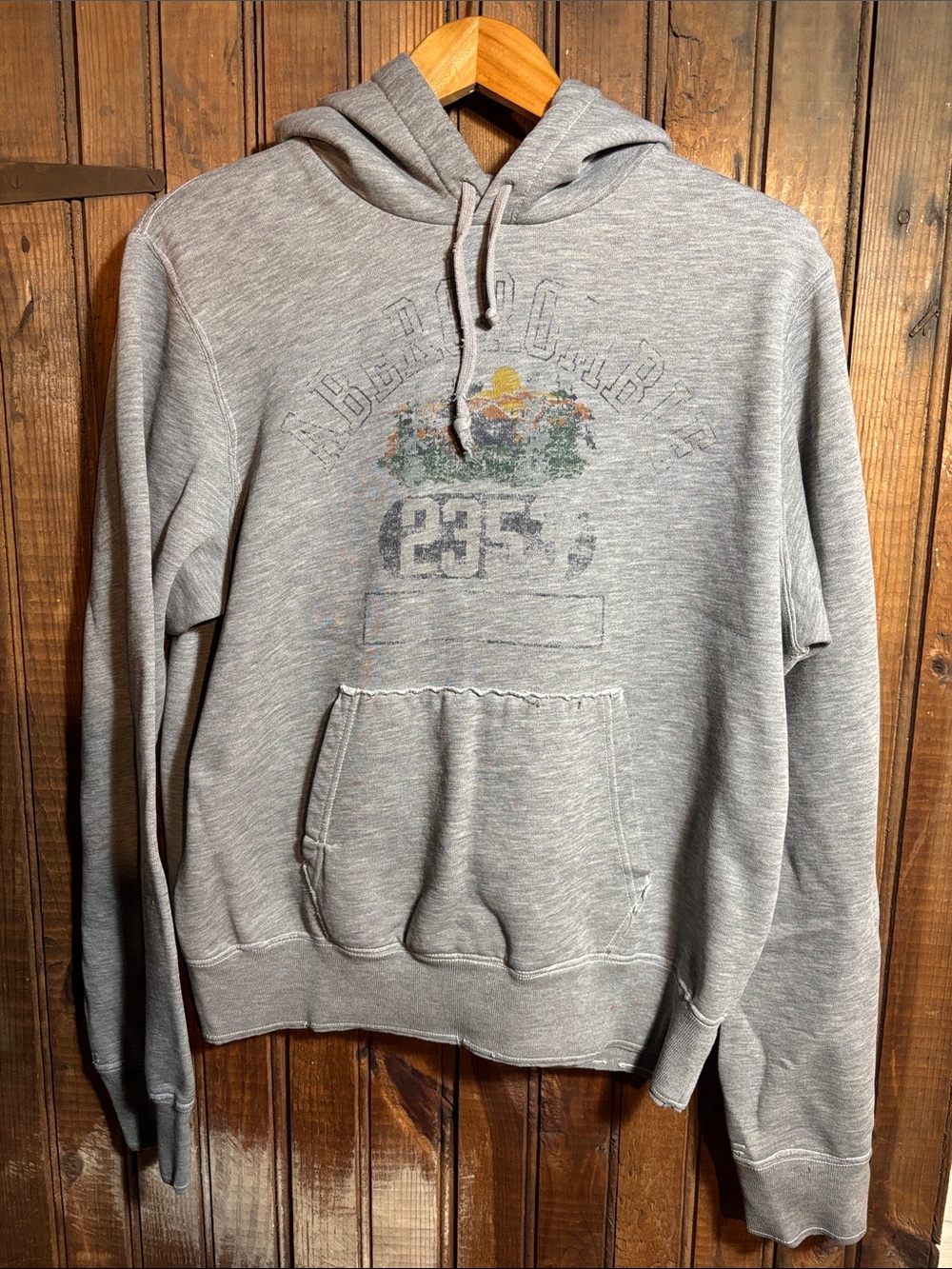 Abercrombie & Fitch Gray Hooded Pullover Sweatshirt with Front Pocket